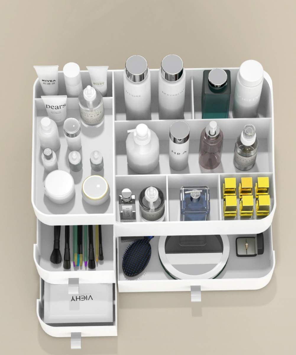 Makeup Organizer for Vanity, 360° Rotating Countertop Makeup Organizer with Brush Holder, Large Capacity for Cosmetics, Skincare, Perfumes
