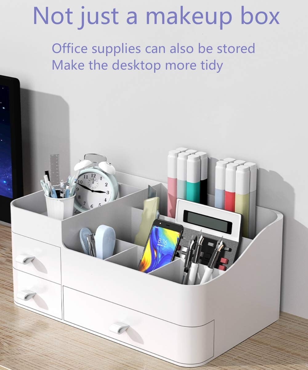 Makeup Organizer for Vanity, 360° Rotating Countertop Makeup Organizer with Brush Holder, Large Capacity for Cosmetics, Skincare, Perfumes